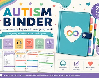 Autism Support Binder | Communication, Sensory, Emergency Planner (25 Page PDF)