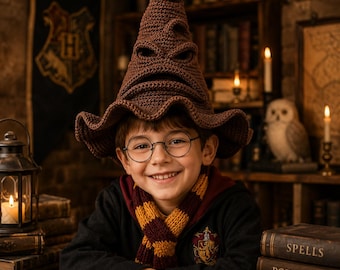 Crochet Sorting Hat Pattern PDF, Wizard Hat Costume, Magic Halloween DIY (Digital Download)
