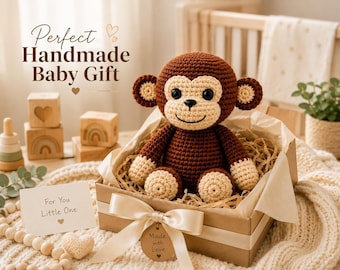 Crochet Monkey Pattern PDF, Amigurumi Toy Tutorial, Advanced Beginner Crochet (Instant Download)