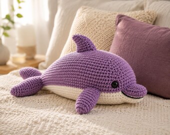 Crochet Dolphin Pillow Pattern, Amigurumi Plush Toy Tutorial (Digital Download)