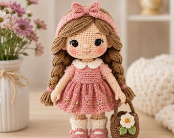 Emma Spring Garden Crochet Doll Pattern PDF | Amigurumi Girl Toy Tutorial (Digital Download)