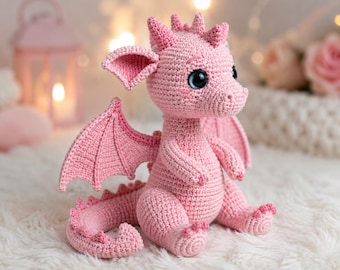 Pink Baby Dragon Crochet Pattern, Amigurumi Plush Tutorial (PDF Download)
