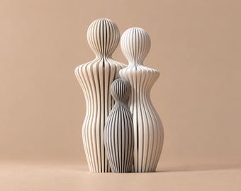 Custom Family Sculpture | Abstract Ribbed Figurines (1-5 Children)