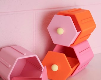 Stackable Hexagon Storage Drawer | Modular 3D Printed Organizer | Desk & Craft Room Storage
