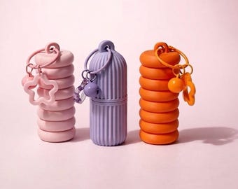 3D Printed Lip Balm Holder Keychain, Matte Case, Customizable Colors (Gift for Her)