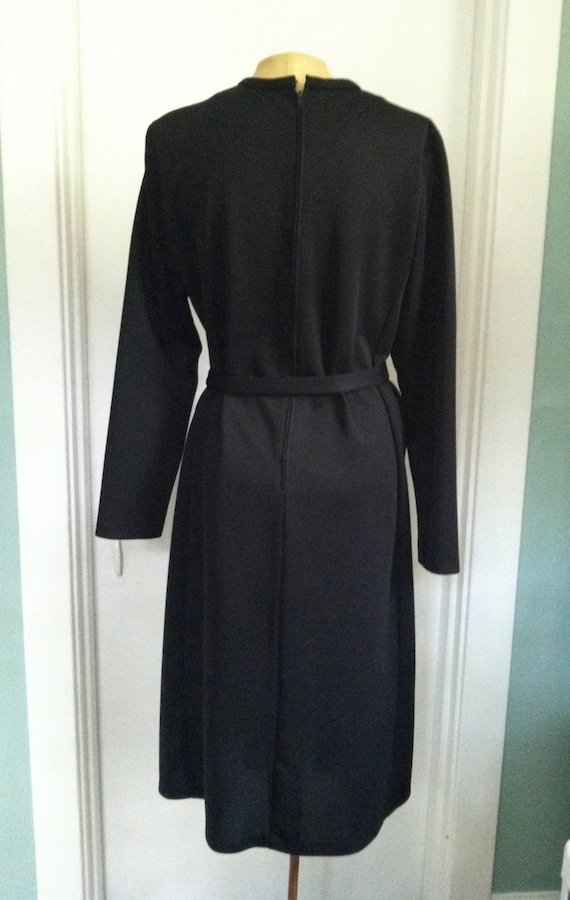 belted black dress / chevron detailing - image 5