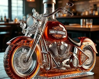Harley-Davidson  Whiskey Decanter (300ml) – Sculptural Glass Decanter, Father's Day Gift, Husband Gifts, Elegant Bar Decor, Gift for Him
