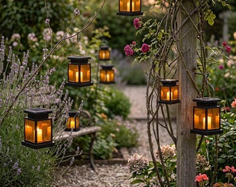 Solar LED Lantaarn Outdoor Opknoping Licht Waterdicht Kaars Lantaarn Tuin Patio Balkon Yard Decoratieve Solar Lamp