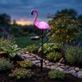 Solar Flamingo Garden Stake Light, Outdoor Flamingo Pathway Lamp, Waterproof Yard Decor, Pink Lawn Landscape Light
