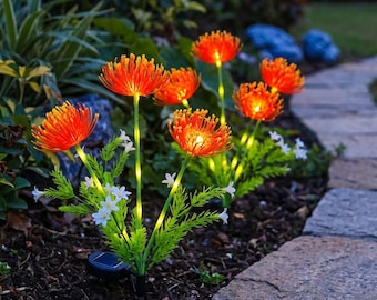 Solar Flower Garden Lights, Outdoor Pathway Stake Lights, Waterproof LED Garden Decor, Yard Lawn Patio Landscape Lighting