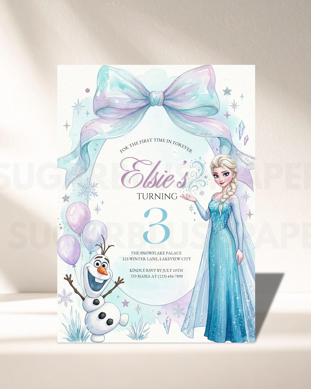 Frozen Birthday Invitation | Princess Elsa Anna Party Invite | Girl Frozen Birthday Theme