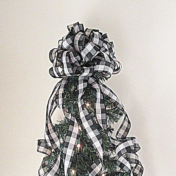 Big Black Bow Christmas Tree Topper Etsy