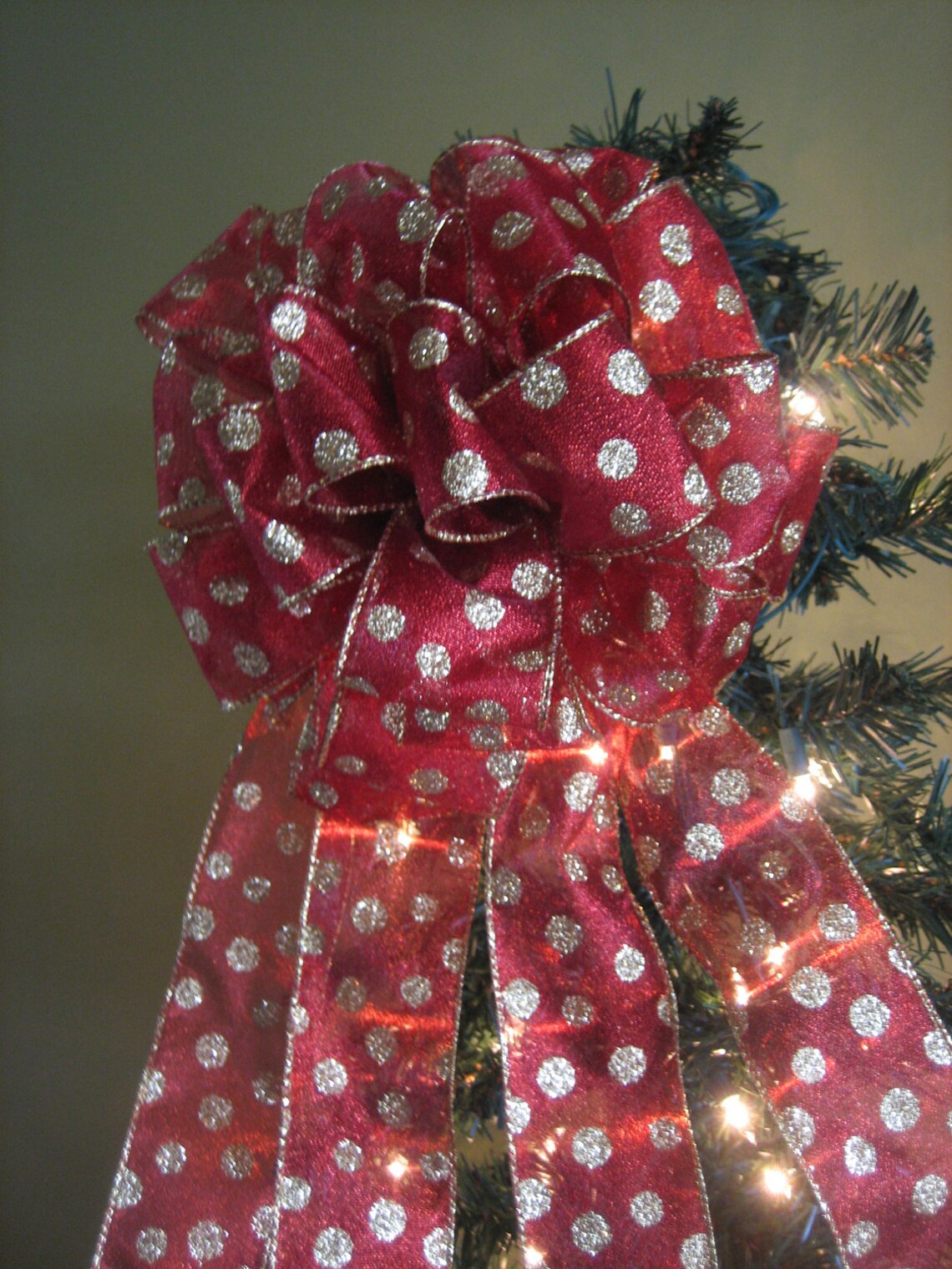 Christmas Tree Topper Red/Gold Tree Bow Topper Bow Tree Etsy