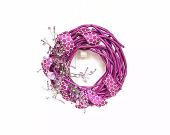 12-Inch Purple Grapevine Wreath with Ribbon