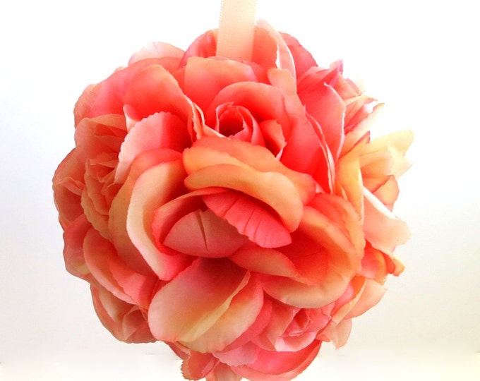 Flower Girl Kissing Ball Kissing Pomander Peach/pink Etsy
