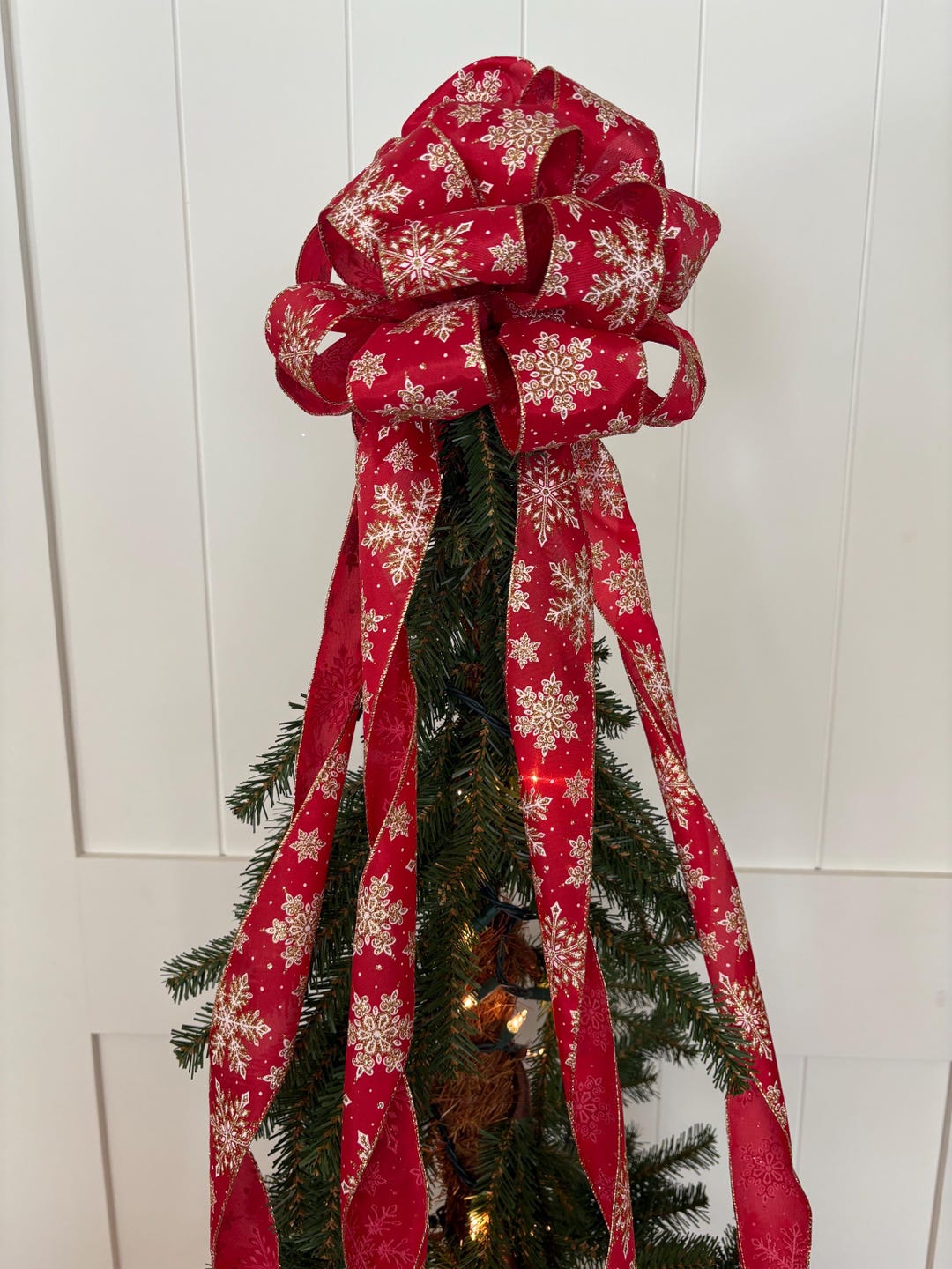 Christmas Tree Topper - Red and Gold Tree Topper With 7 FT Streamers ...