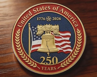 Broche conmemorativo del 250 aniversario de EE. UU. (2026), joyería con medalla patriótica, insignia patriótica 1776-2026, campana de la libertad y bandera coleccionables.