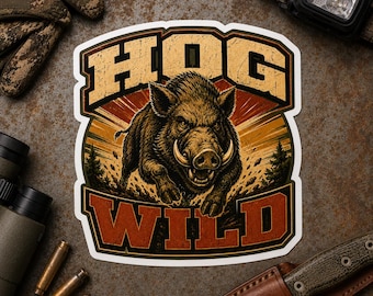 autocollant sauvage de porc | en vinyle pour la chasse au porc | adhésif pour pare-chocs de sanglier | Cadeau chasseur de porcs | Autocollant imperméable
