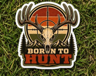 né pour chasser | en vinyle tête de mort cerf | adhésif pour pare-chocs de chasse de blanc de Zazzle.be Liste d'envies Vous avez des idées ? Cadeau chasseur | Autocollant imperméable