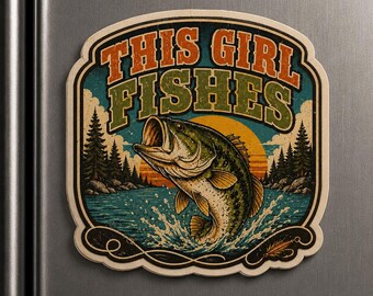 Aimant de poisson de cette fille | Aimant en vinyle Femmes qui pêchent | Sticker femme pêcheur | Cadeau de pêche pour femme | Aimant de camion de pêche
