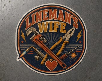 Sticker femme monteur de lignes | Décalcomanie en vinyle de la famille des monteurs de lignes | femme fière de monteur de lignes autocollant pour voiture | Cadeau monteur de lignes | Autocollant imperméable