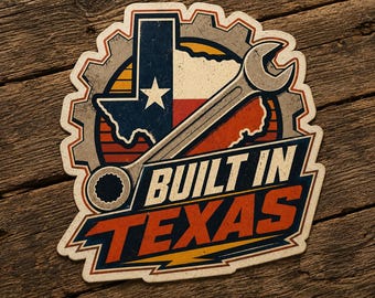 Construit au Texas autocollant | décalcomanie en vinyle Texas Pride | Adhésif pour pare-chocs né au Texas | Cadeau d'État solitaire | Sticker Texas imperméable