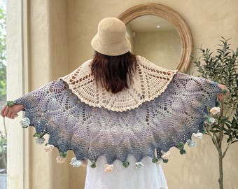 Flower Bouquet Shawl for Women, Handmade Rose Bouquet Blanket, Valentines Gift, Mother’s Day Gift, Wedding Gift, Gift For Her