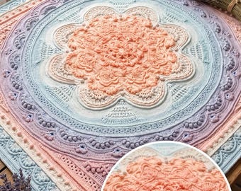 Customizable Crochet Mandala Blanket, Gradient, Boho Home Decor, Large Throw, Cozy Afghan Blanket, Decor, Accent Piece, Gift
