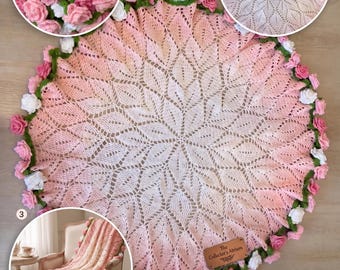 Crochet Flower Bouquet Blanket, Lace Mandala, Handmade Rose Bouquet Blanket, Valentines Gift, Mother’s Day Gift, Wedding Gift, Gift For Her