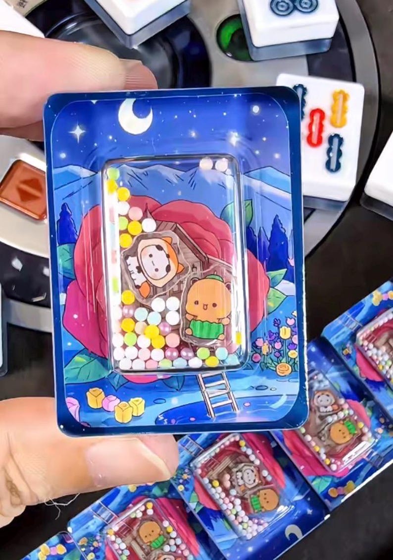 Custom Resin Mahjong Set | Mahjong Tiles | Quicksand, 3D Figure, Sticker Styles | Compatible with Automatic Table image 2