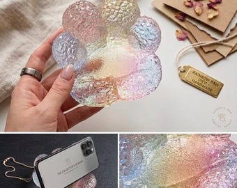 Crystal Resin Cat Paw Phone Stand | Shiny Faceted iPad Tablet Holder