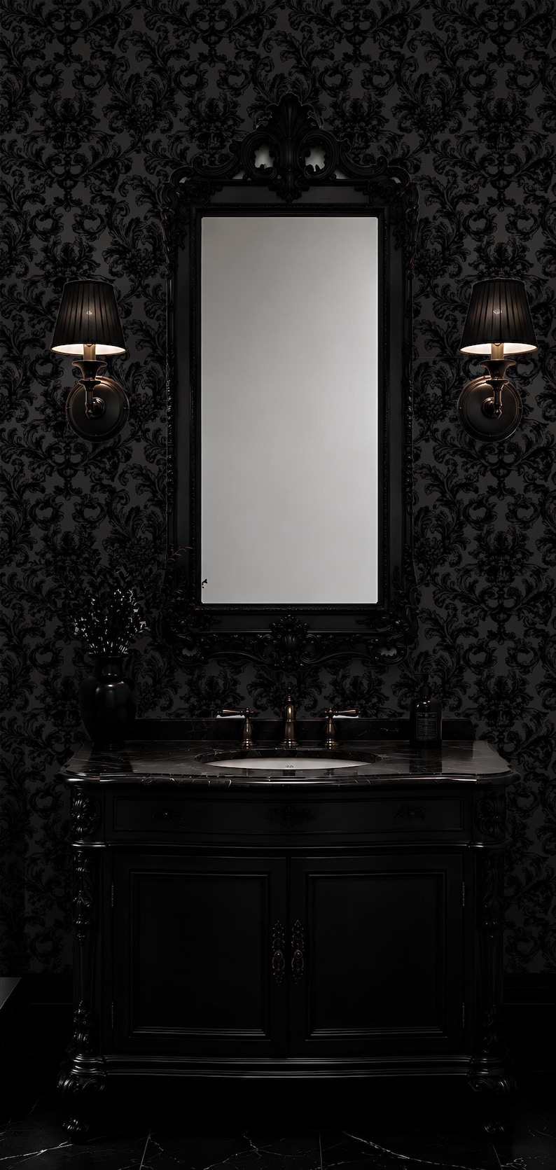 black victorian wallpaper