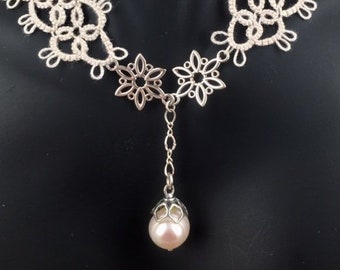 Tatted Links and Pearl Necklace/Choker