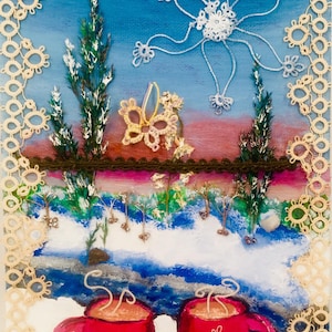 May include: A set of three ceramic nesting bowls in shades of blue, green, and white. The bowls feature a speckled glaze and a simple, modern design. The largest bowl measures approximately 6 inches in diameter.