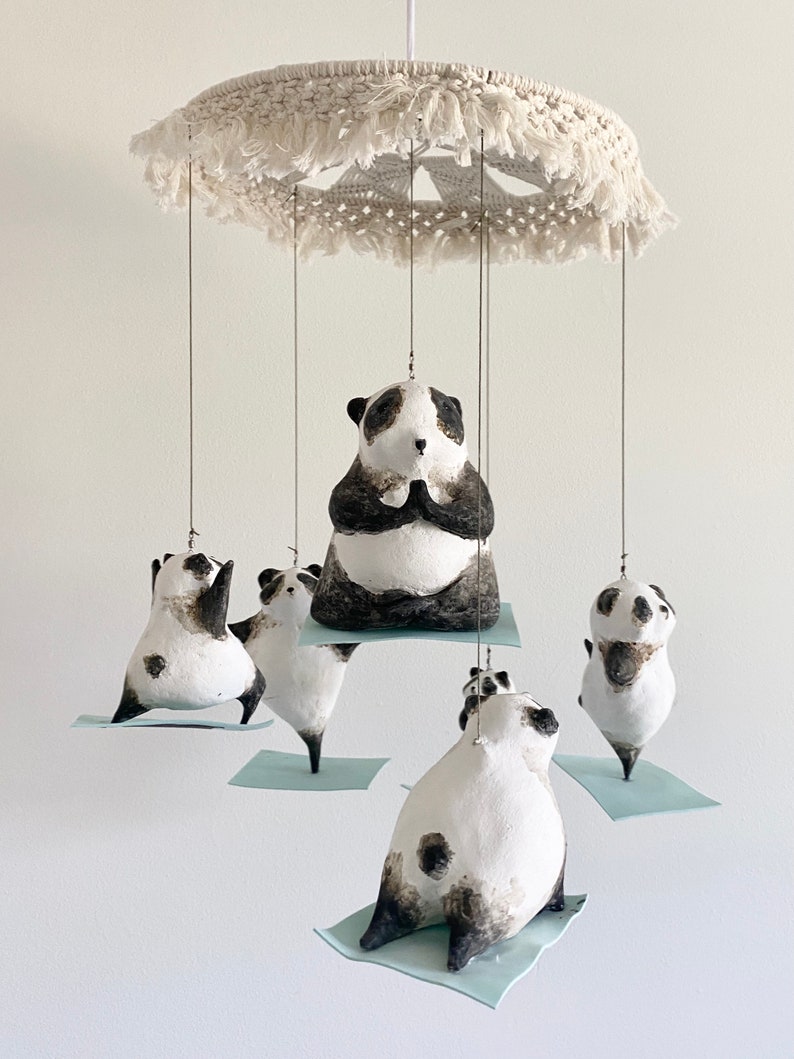 Yoga Panda Mobile baby crib nursery baby room yoga panda home decor image 1