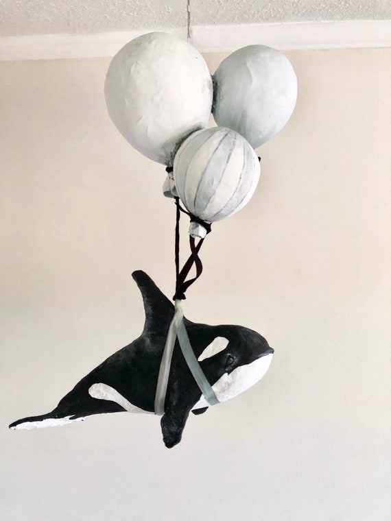 Whale Balanced Balloon Mobile Sculpture Orque Bebe Etsy
