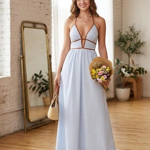 fashion vertical line dress April Dress Navy Vertical Stripe london bridges clothing