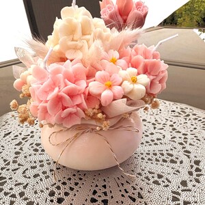 Kerzestrauß | Romantische Blumenkerze im Keramiktopf |Duftkerze Geschenkidee | Blumenkerze |