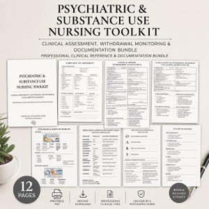 Psychiatric Substance Use Nursing Toolkit | COWS, CIWA, MAT, Documentation (Digital Download)