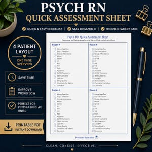Psych Nurse Brain Sheet | Behavioral Health Shift Organizer | Nursing Printable Report Sheet
