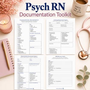 Psych RN Documentation Toolkit | Behavioral Health Nurse Charting Bundle | Clinical Workflow Printable PDF