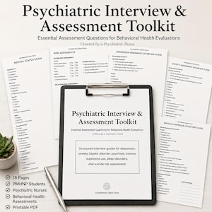 Psychiatric Interview & Assessment Toolkit | PMHNP Study Guide | Mental Health Evaluation Questions | Behavioral Health Resource