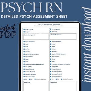Psych Nurse Shift Report Brain Sheet | Behavioral Health Workflow Organizer