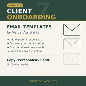 Virtual Assistant Email Templates | Client Onboarding Pack | 7 Professional VA Emails | New VA Business