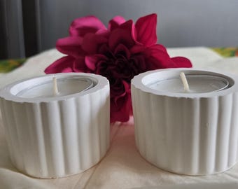 Set di 2 portacandele in gesso realizzati a mano (spedizione inclusa)
