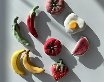 Aimants en céramique faits main en forme de fruits et de légumes