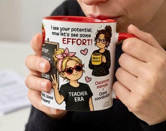 Taza divertida para profesores / Taza de café de la época de los profesores / Regalo bonito para profesores / Taza con humor para el aula / Taza de agradecimiento para profesores