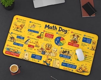 Dog Desk Mat, Funny Math Dog Mouse Pad, Pop Art Sketch Dog Desk Pad, Educational Large Desk Mat for Office Study Gift