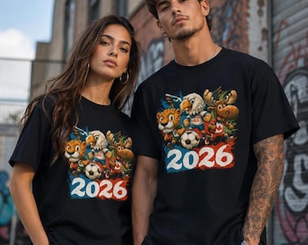 World Cup 2026 Shirt Soccer Animal, FIFA 2026 T-Shirt,USA Canada Mexico Patriotic Soccer Tee, Eagle Moose Tiger Football Fan Gift