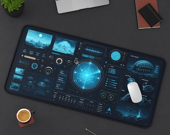 Deep Sea Desk Mat, Submarine Control Panel Mouse Pad, Ocean Sonar Desk Pad, Marine Biology Desk Mat, Sci Fi Gamer Mat, Giant Isopod Gift